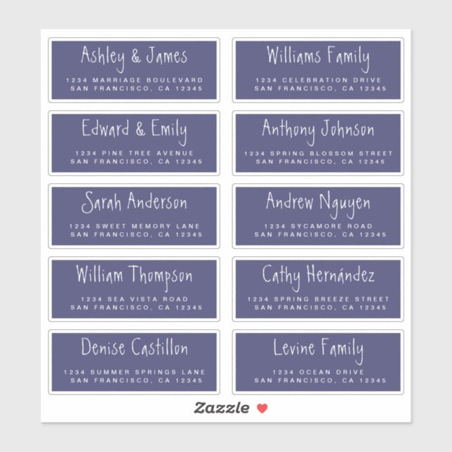 Handgeschriebenes Skript Hochzeitsgast-Adressliste Aufkleber (Blatt)