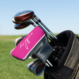Handgeschriebenes Skript in Hot Pink Mit Monogramm Golf Headcover