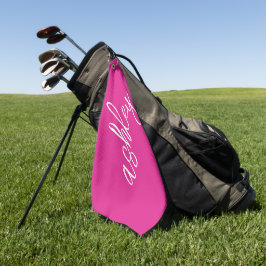 Handgeschriebenes Skript in Hot Pink Mit Monogramm Golfhandtuch