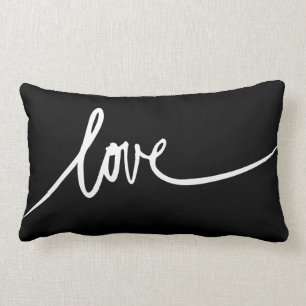 Handgeschriebenes Skript-Liebe-Thread Black Pillow Lendenkissen