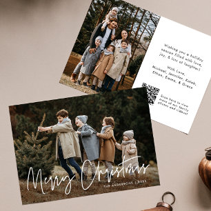 Handgeschriebenes Skript Mercury QR Code 2 Foto Feiertagskarte