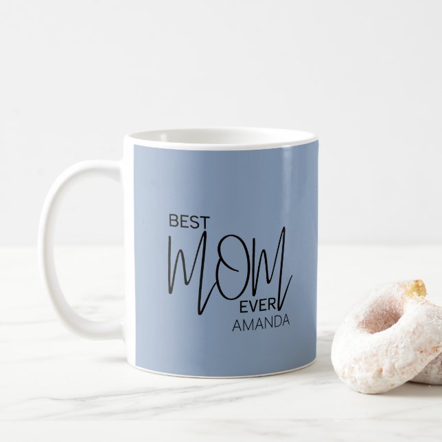 Handgeschriebenes Skript Minimalistisch Beste Mama Kaffeetasse (Mit Donut)
