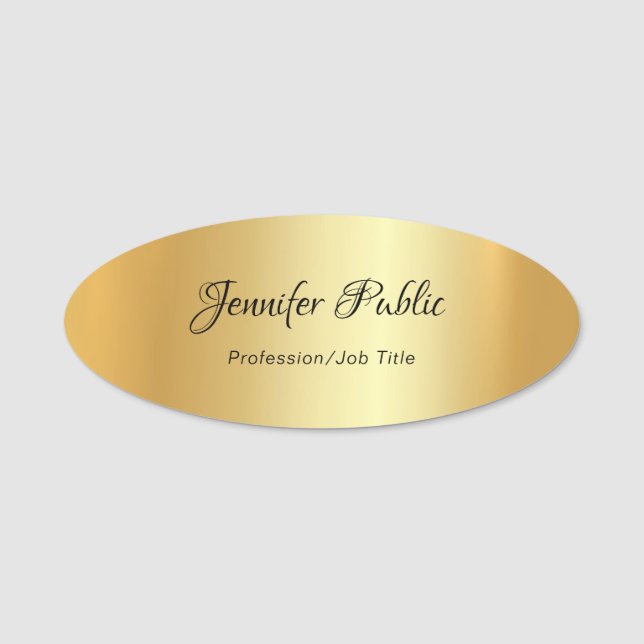 Handgeschriebenes Skript Moderne elegante Goldvorl Namensschild (Vorderseite)
