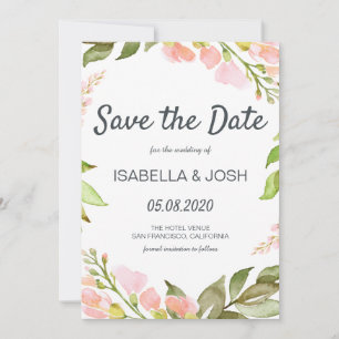 Handgeschriebenes Skript Pink Floral Boho Save the Save The Date