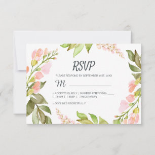 Handgeschriebenes Skript Pink Floral Rustic Boho H RSVP Karte
