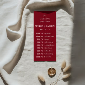 Handgeschriebenes Skript Rosa und Rote Hochzeit Programm