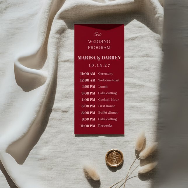 Handgeschriebenes Skript Rosa und Rote Hochzeit Programm (Von Creator hochgeladen)