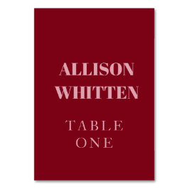 Handgeschriebenes Skript Rosa und Rote Hochzeit Tischnummer