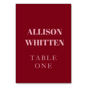 Handgeschriebenes Skript Rosa und Rote Hochzeit Tischnummer