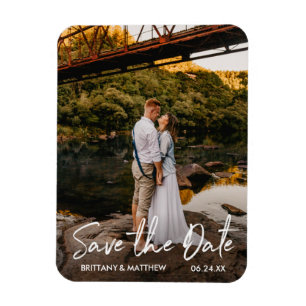 Handgeschriebenes Skript Save the Date Couple Foto Magnet