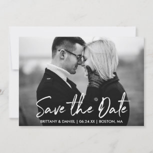 Handgeschriebenes Skript Save the Date Schwarz-wei