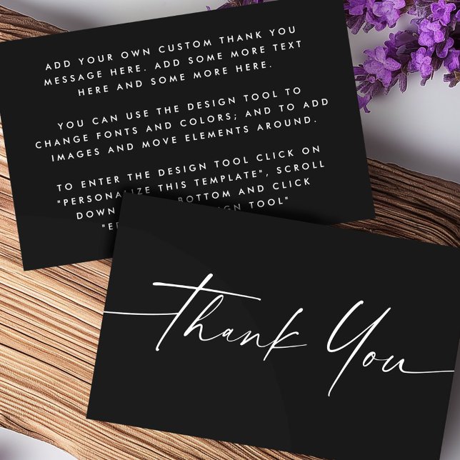 Handgeschriebenes Skript schwarz Mini danke Karte (Handwritten script black mini thank you card)