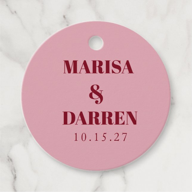 Handgeschriebenes Skript Whimsical Pink Custom Wed Geschenkanhänger (Vorderseite)