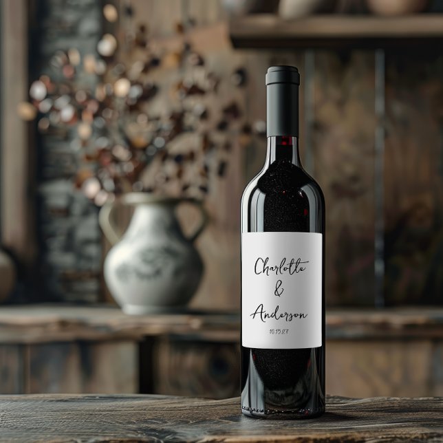 Handgeschriebenes Skript Whimsical White Custom We Weinetikett (Von Creator hochgeladen)