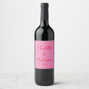 Handgeschriebenes Skript Whimsy Rosa Custom Weddin Weinetikett