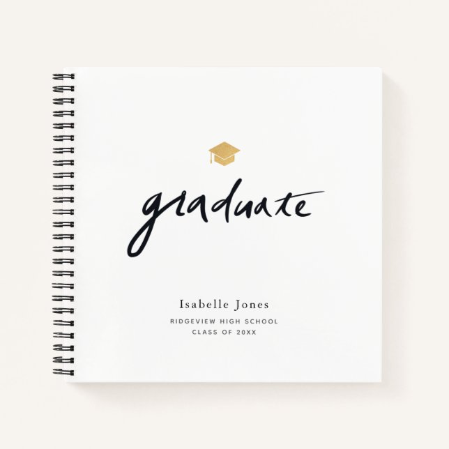 Handgeschriebenes Skript White Foto Collage Abschl Notizbuch (Vorderseite)