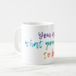 Handgeschriebenes Watercolor-positives Zitat Kaffeetasse