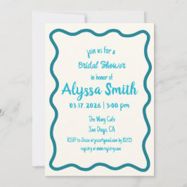 Handgeschriebenes Wavy Border Retro-Aquamarines Br Einladung