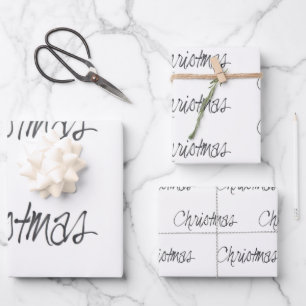 Handgeschriebenes Weihnachtsfest in Schwarz Geschenkpapier Set