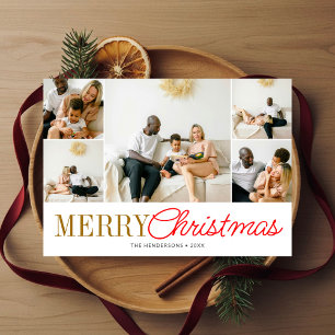 Handgeschriebenes WeihnachtsScript Serif 16 Foto Dreifach Gefaltete Urlaubskarte