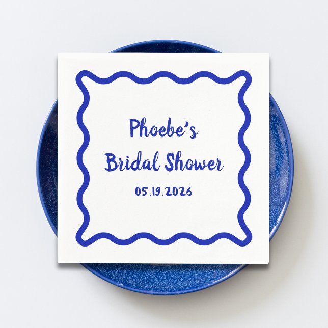 Handgeschriebenes Whimsical Wavy Border Brautparty Serviette (Von Creator hochgeladen)