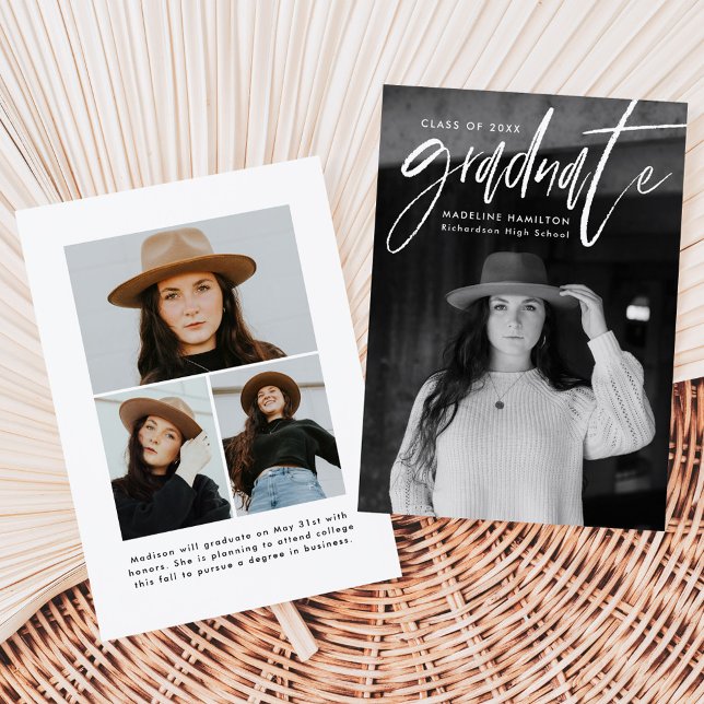 Handgeschriebenes White Brush Script 4 Foto Abschl Ankündigung (Von Creator hochgeladen)