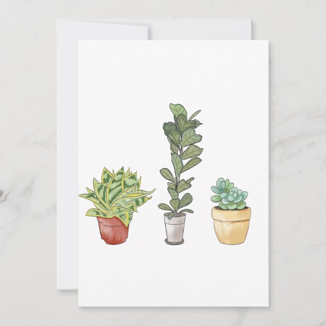 Handgestrichene Pflanze Dankeskarte (Vorderseite)