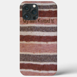 handgestrickte braune und schräggestrickte Stripie Case-Mate iPhone Hülle