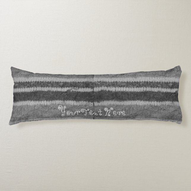 handgestrickte schwarz-weiße Streifen Seitenschläferkissen (Vorderseite)