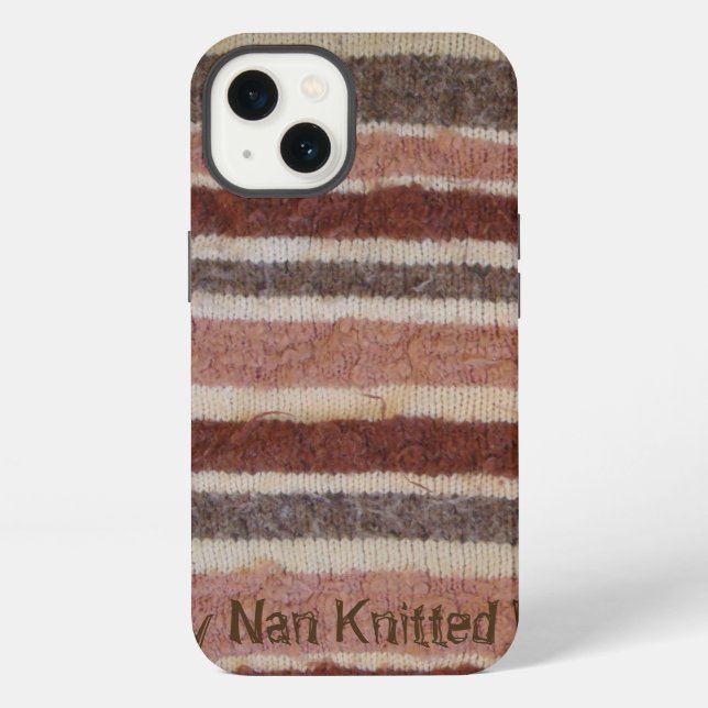 handgestrickter brauner und diagonaler Bogurt iPhone Hülle (Rückseite)