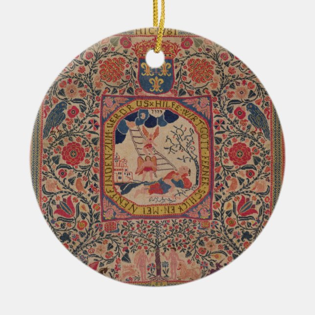 Handgestrickter Teppich, der Jakobs Traum, Elsass Keramikornament (Vorne)