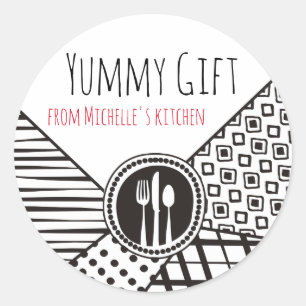 Handgetragene Mischmuster-Utensilien Koch Catering Runder Aufkleber