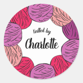 Handgewirkte Wollkugeln Runder Aufkleber