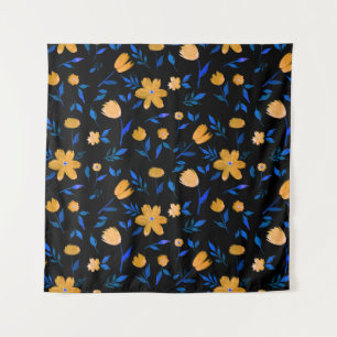 Handgezeichnet Aquarellmuster und Blume und Blätte Wandteppich