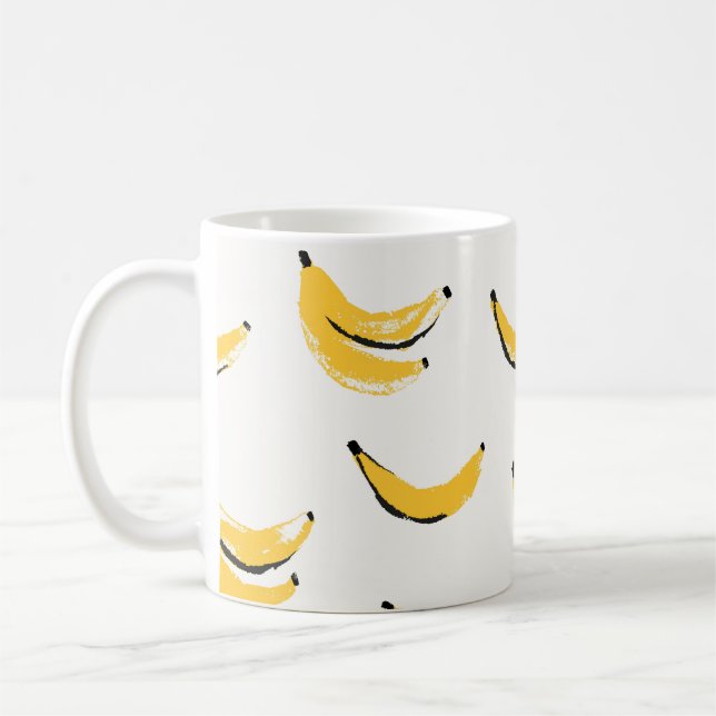 Handgezeichnet Bananen, stilvolles nahtloses Muste Kaffeetasse (Links)