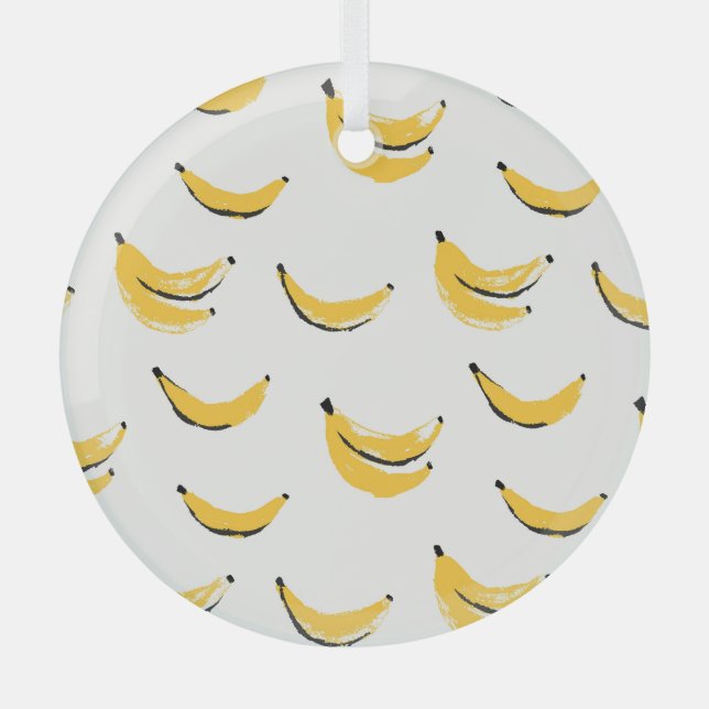 Handgezeichnet Bananen, stilvolles nahtloses Muste Ornament Aus Glas (Vorderseite)