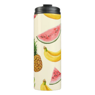 Handgezeichnet Bananen, Wassermelonen: Sommermuste Thermosbecher