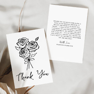 HandGezeichnet Black Rose Bouquet Brautparty Dankeskarte