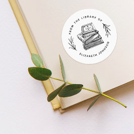 Handgezeichnet Blätter aus der Bibliothek der Runder Aufkleber