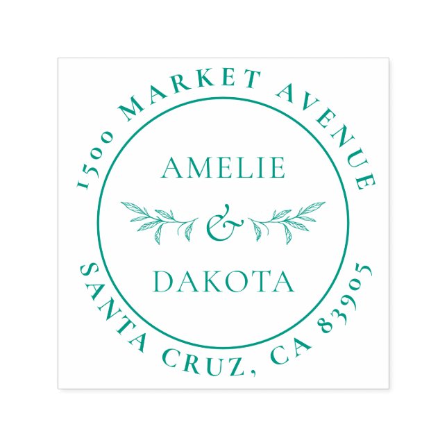 Handgezeichnet Blätter Elegante Hochzeit Rücksende Permastempel (Design)