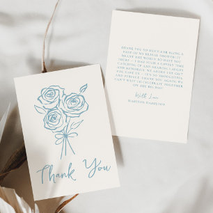 HandGezeichnet Blue Rose Bouquet Brautparty Dankeskarte