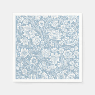 Handgezeichnet Blume, Blaugraue, weiße botanische  Serviette