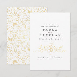 Handgezeichnet Blume Gold und Weiß Save the Date