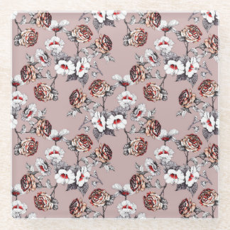 Handgezeichnet Blume, rosa Wasserfarbenmuster. Glasuntersetzer