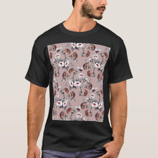 Handgezeichnet Blume, rosa Wasserfarbenmuster. T-Shirt