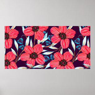 Handgezeichnet Blumenkräutermuster nahtlos. Sketch Poster