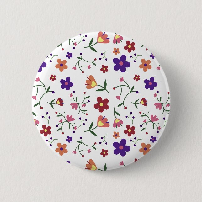 HandGezeichnet Blumenmuster Button (Vorderseite)