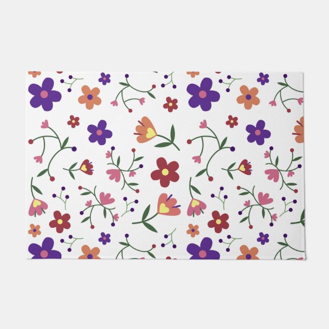 HandGezeichnet Blumenmuster Fußmatte (Vorderseite)
