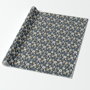 Handgezeichnet Blumenmuster, nahtlos künstlerisch. Geschenkpapier