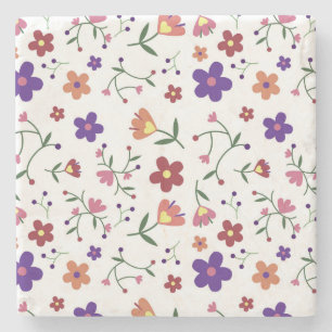 HandGezeichnet Blumenmuster Steinuntersetzer